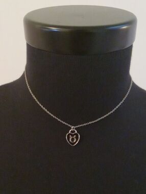 Ardene Silver Taurus Heart Lock Pendant Necklace